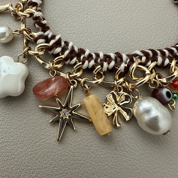 NWT Free People Bailey Gold and Brown Charm Bracelet - Picture 5 of 8
